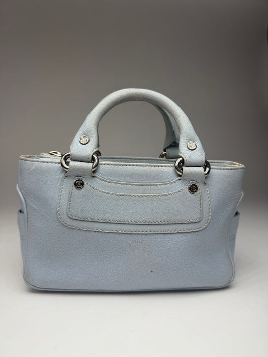 Vintage Celine baby blue leather mini bag