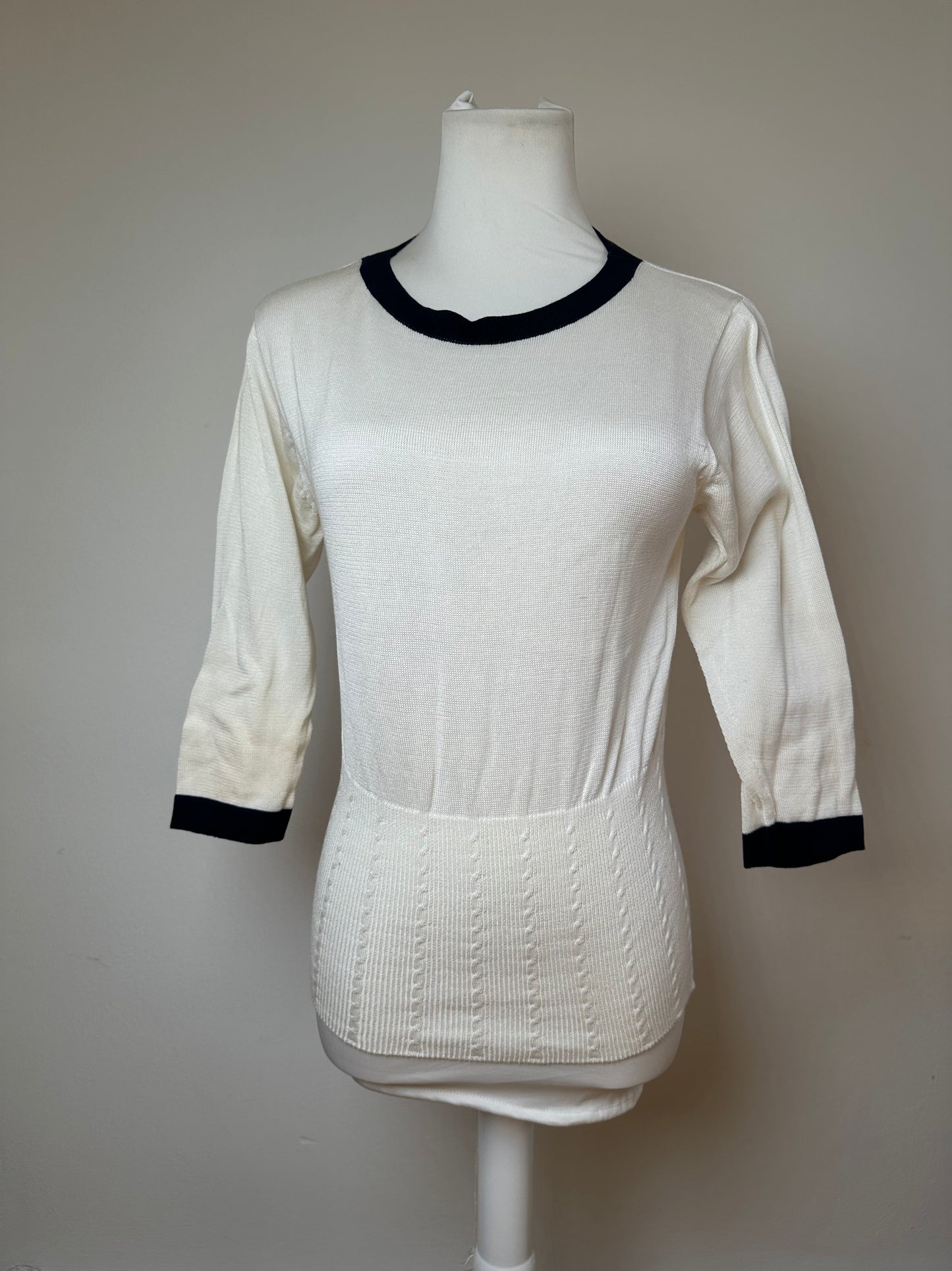 Vintage Dior Sports Crewneck Sweater Cream Navy M