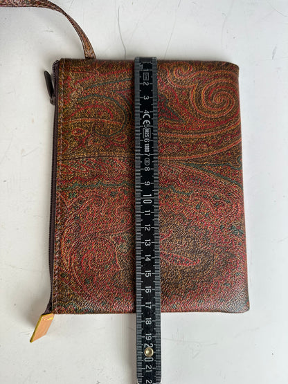 Vintage Etro Paisley Coated Canvas Tote Burgundy Rust