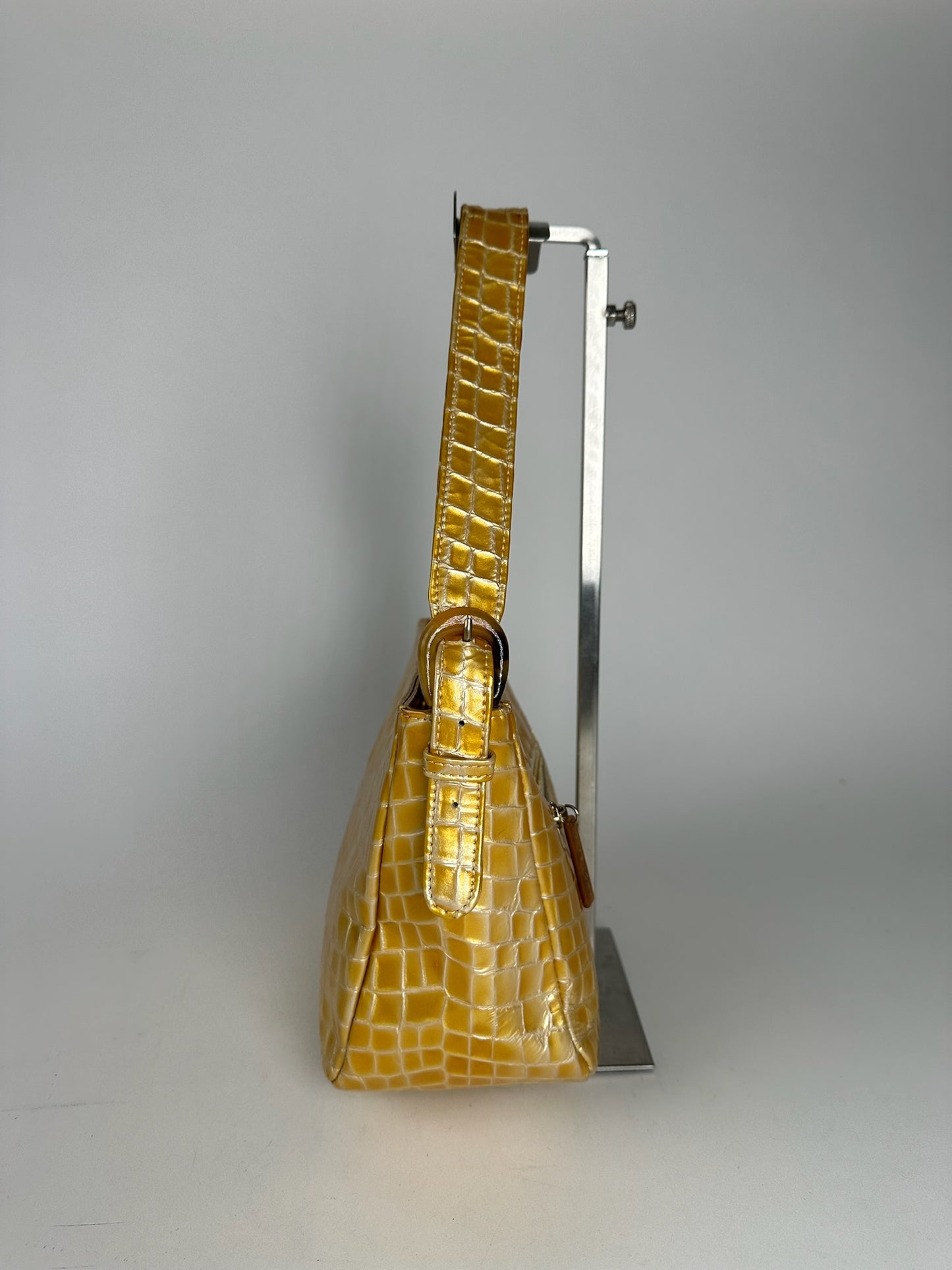 Vintage Givenchy Patent Leather Crocodile emblossed bag golden