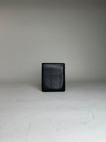 Vintage Saint Laurent Textured Leather Wallet Black Silver