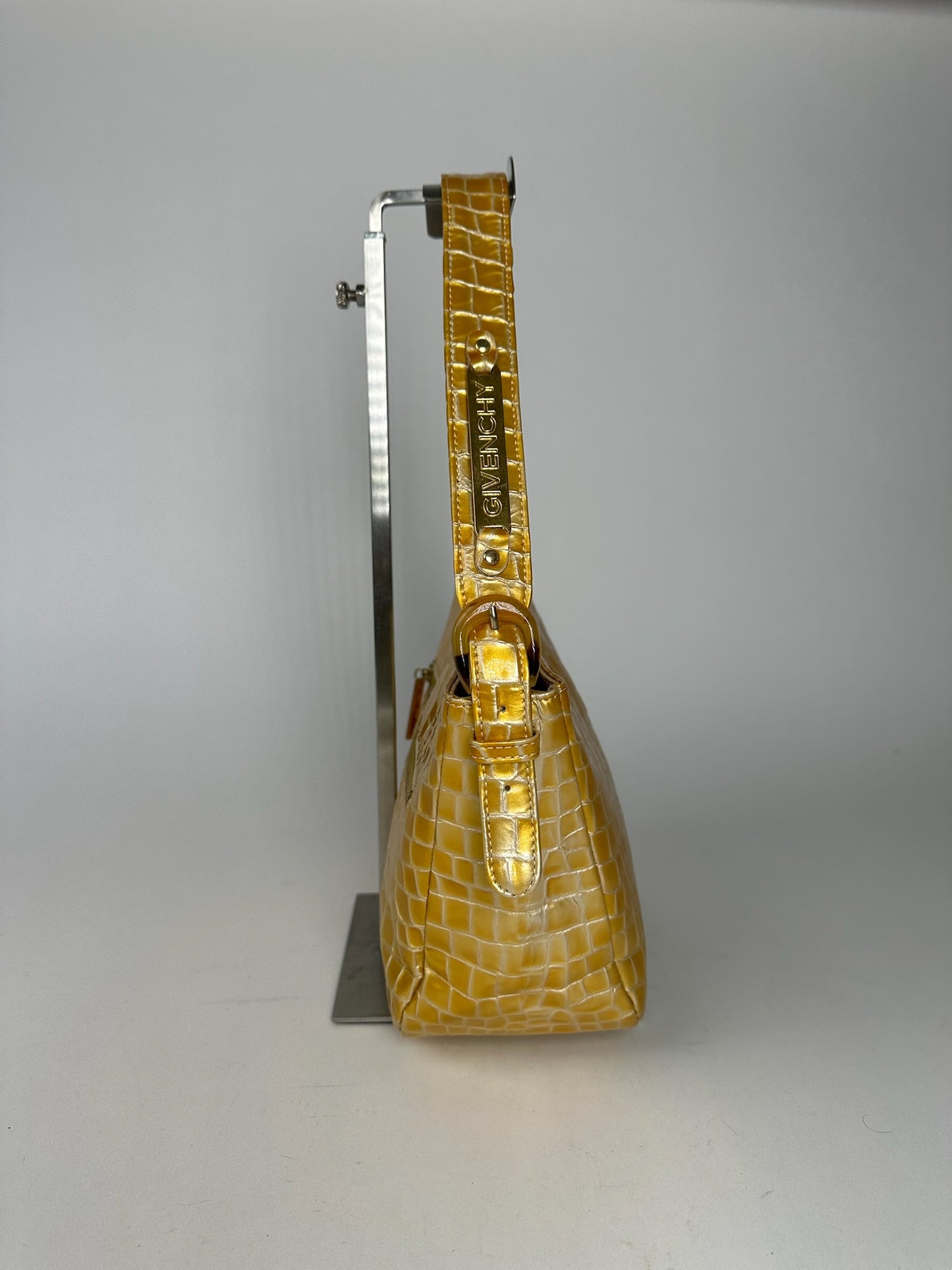 Vintage Givenchy Patent Leather Crocodile emblossed bag golden