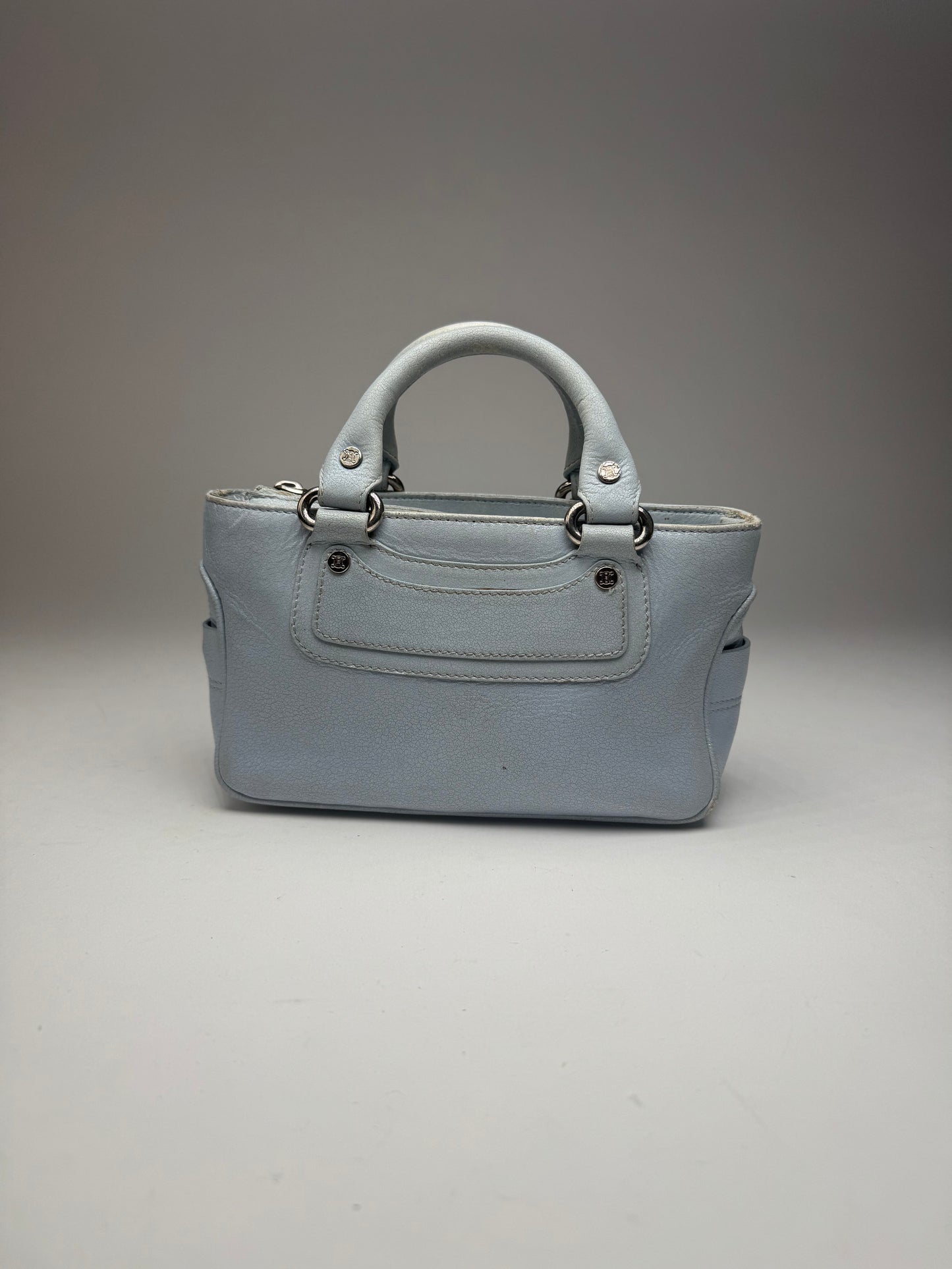 Vintage Celine baby blue leather mini bag