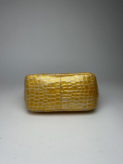 Vintage Givenchy Patent Leather Crocodile emblossed bag golden