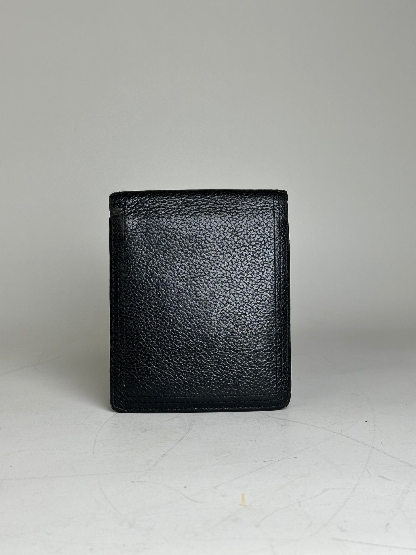 Vintage Saint Laurent Textured Leather Wallet Black Silver