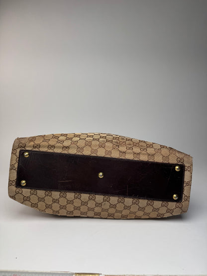 Vintage Gucci Monogram Tote Bag Beige Brown