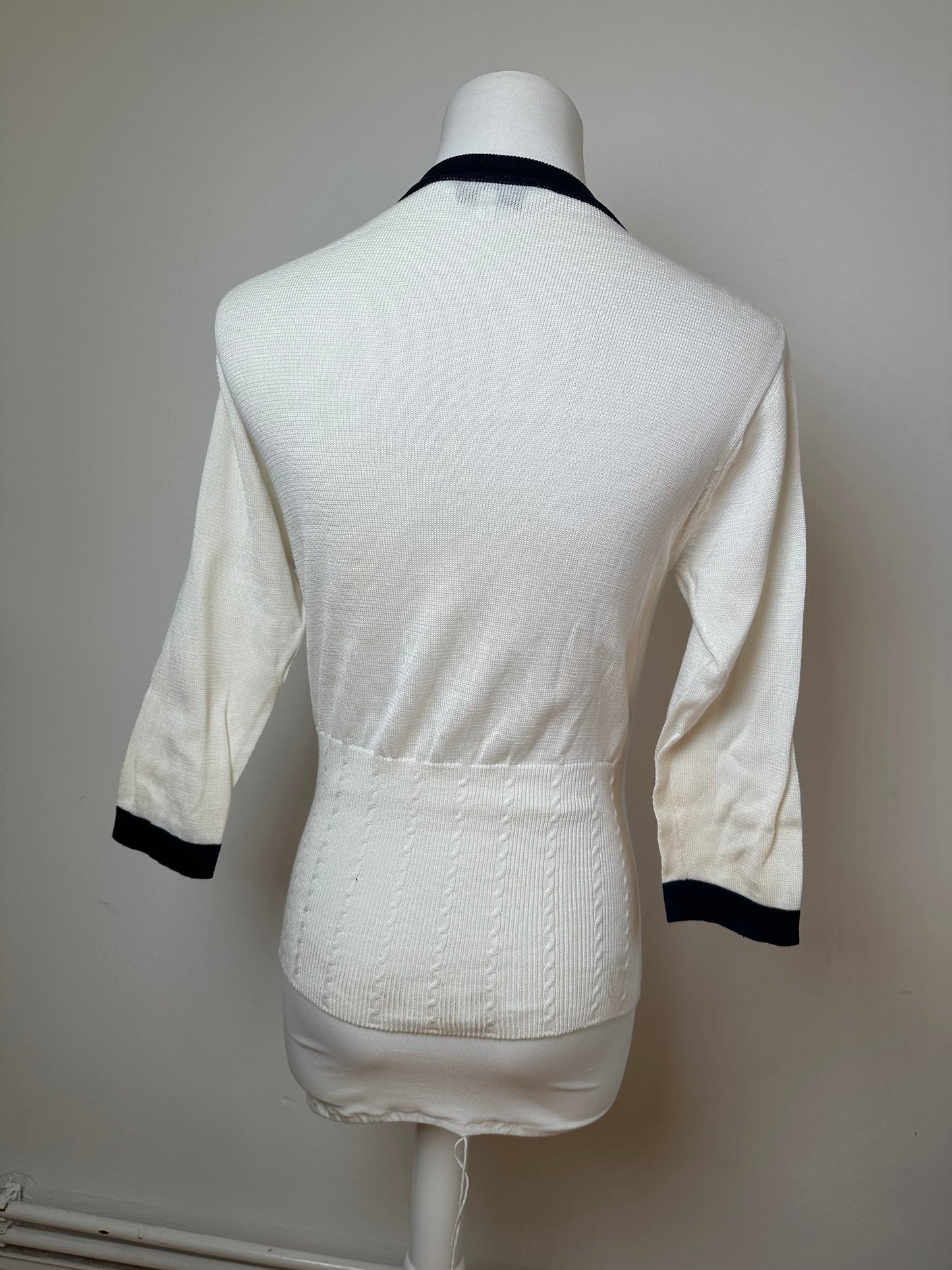 Vintage Dior Sports Crewneck Sweater Cream Navy M