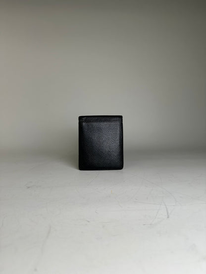 Vintage Saint Laurent Textured Leather Wallet Black Silver