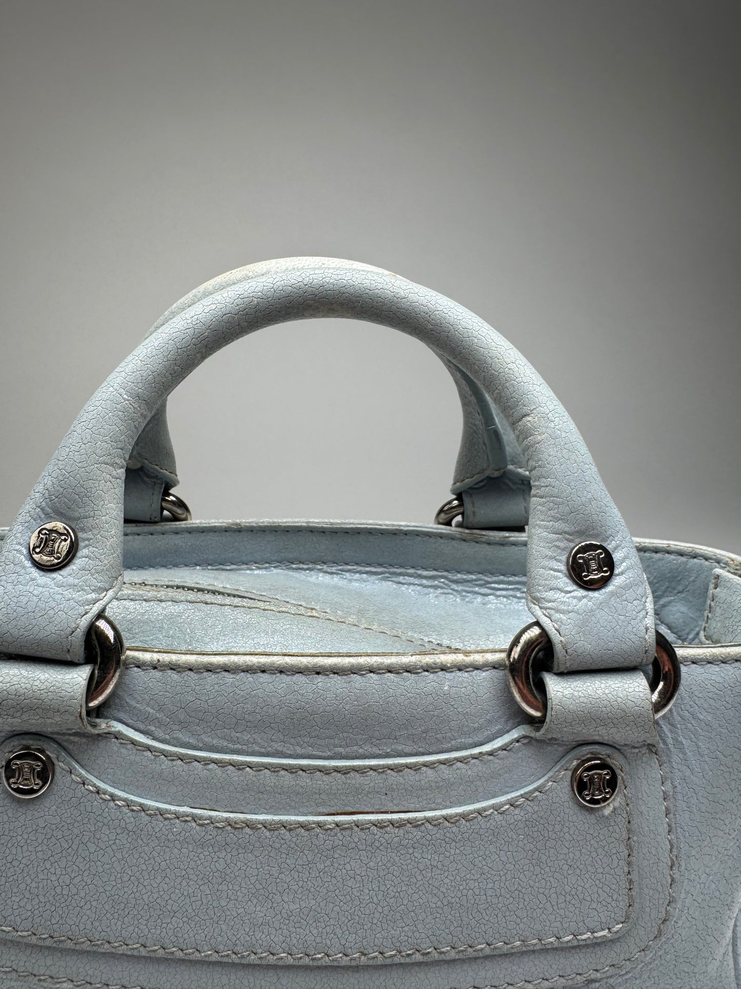 Vintage Celine baby blue leather mini bag