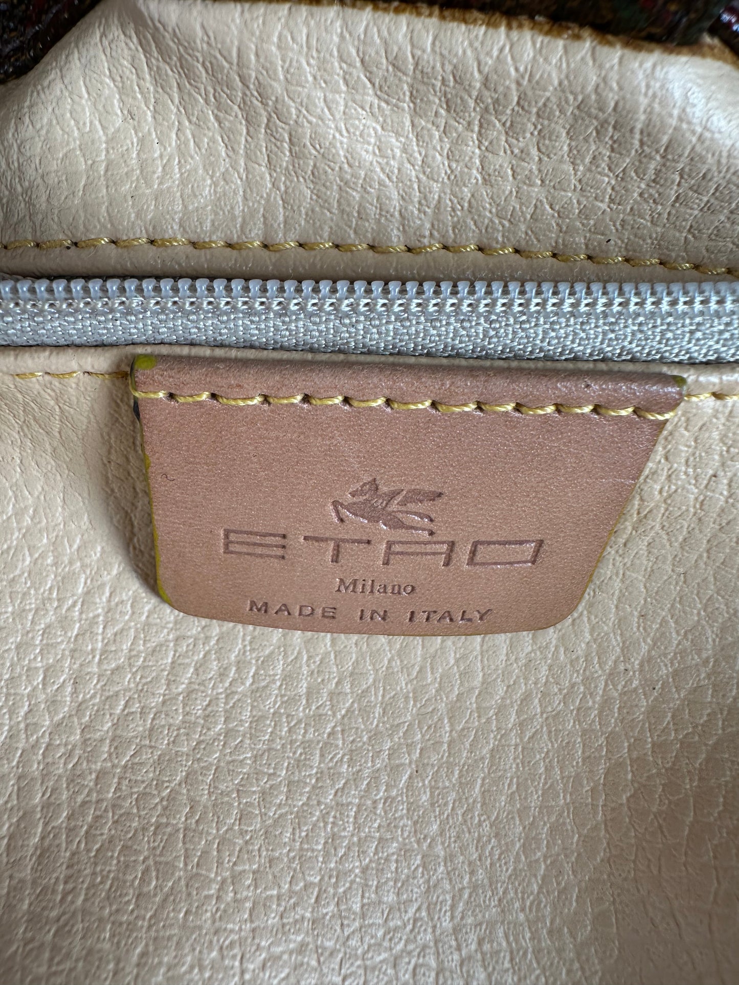Vintage Etro Paisley Coated Canvas Tote Burgundy Rust