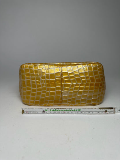 Vintage Givenchy Patent Leather Crocodile emblossed bag golden