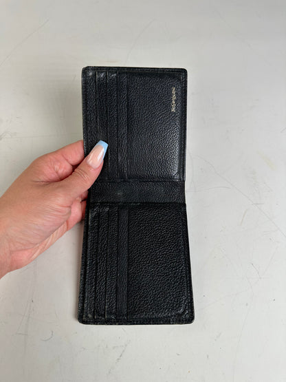 Vintage Saint Laurent Textured Leather Wallet Black Silver