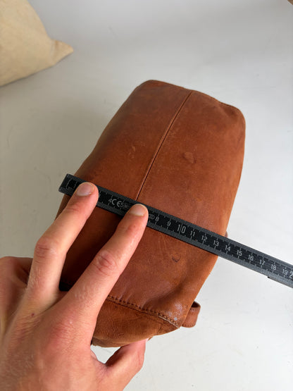 Vintage Loewe Suede Leather Handbag Brown Gold