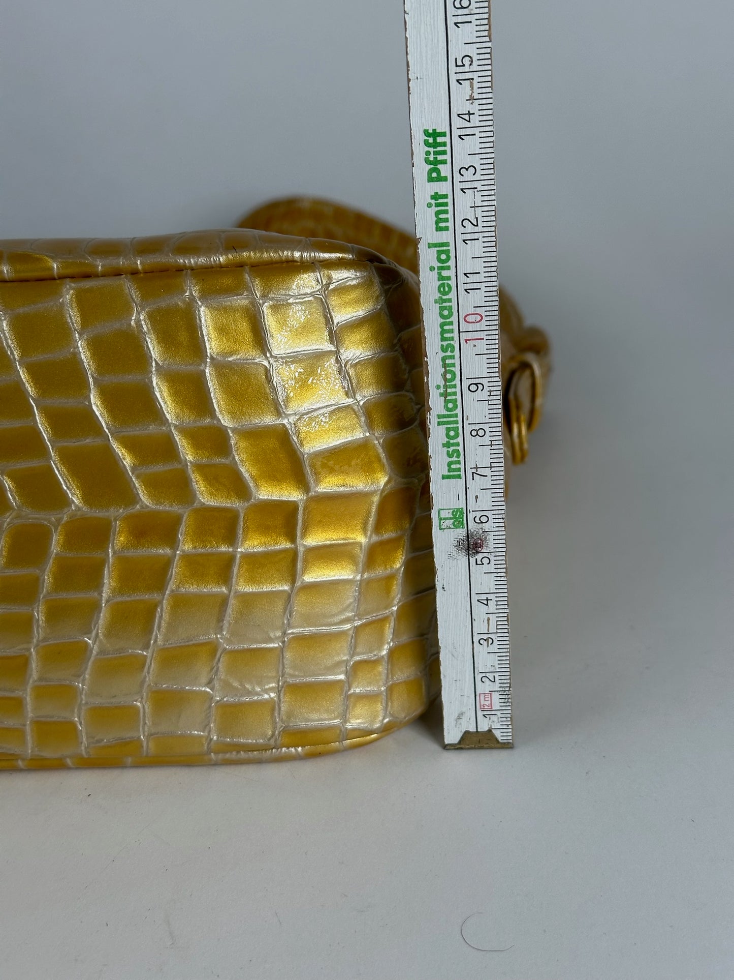 Vintage Givenchy Patent Leather Crocodile emblossed bag golden