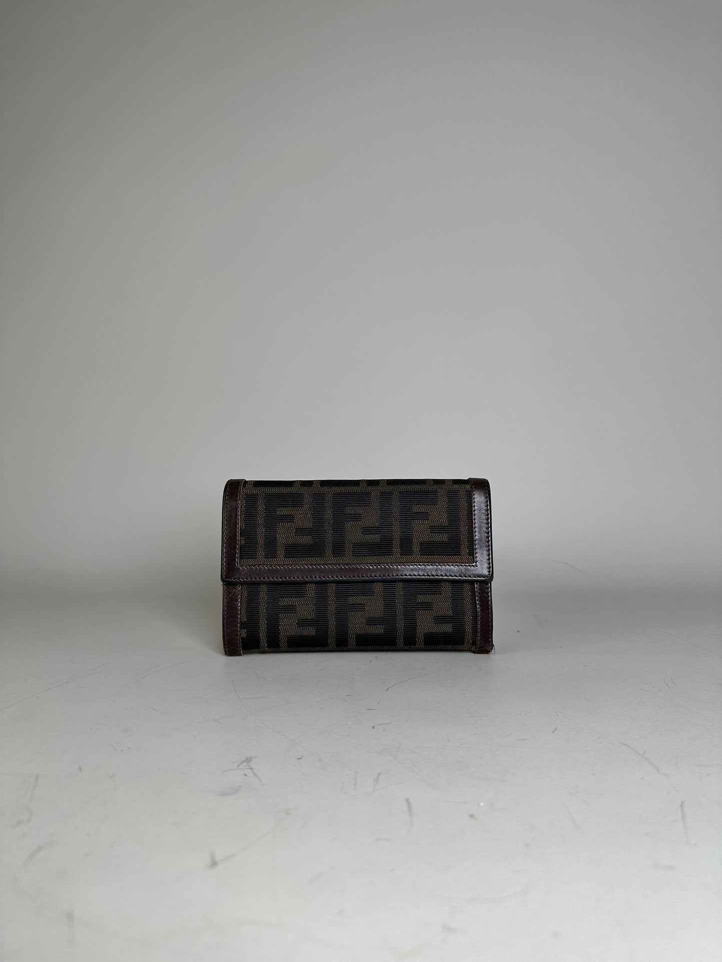 Vintage Fendi FF Monogram Canvas Wallet Brown Black
