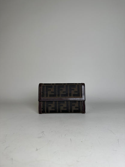 Vintage Fendi FF Monogram Canvas Wallet Brown Black