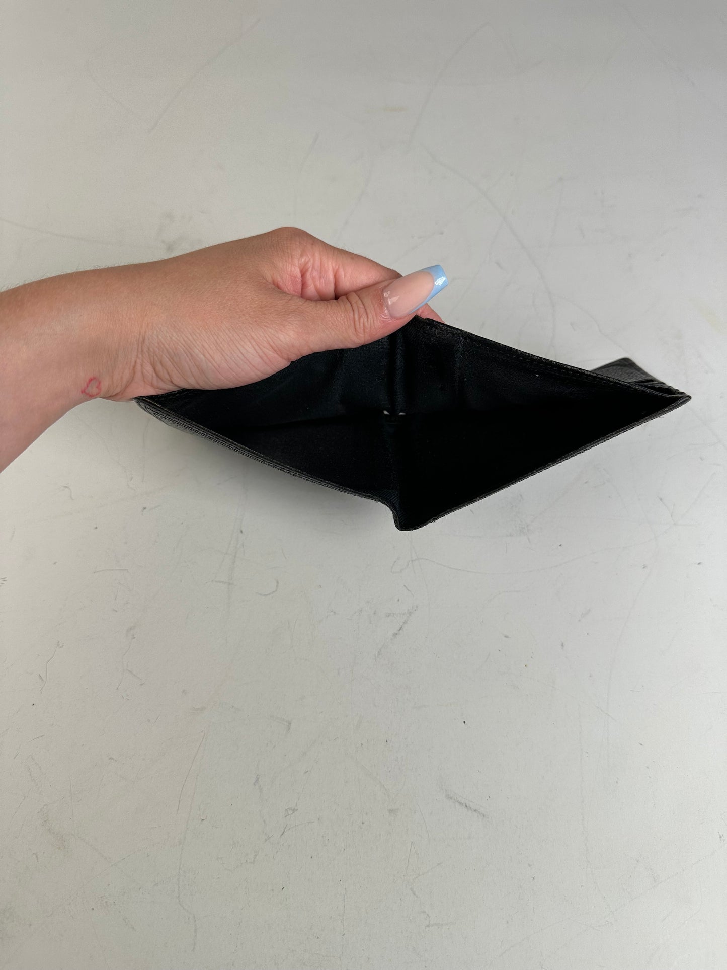 Vintage Saint Laurent Textured Leather Wallet Black Silver