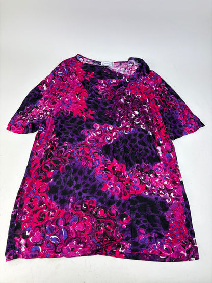 Vintage Versace Floral Silk Blend Tunic Fuchsia Purple M