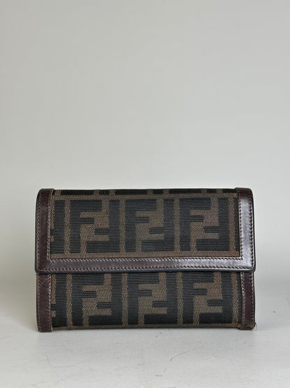 Vintage Fendi FF Monogram Canvas Wallet Brown Black