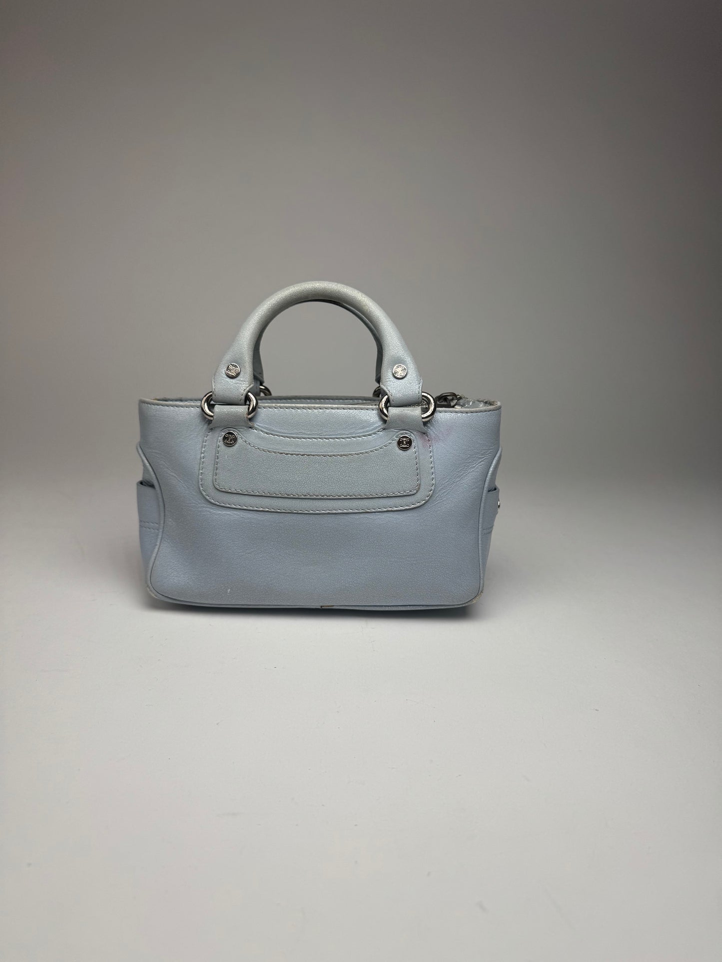 Vintage Celine baby blue leather mini bag