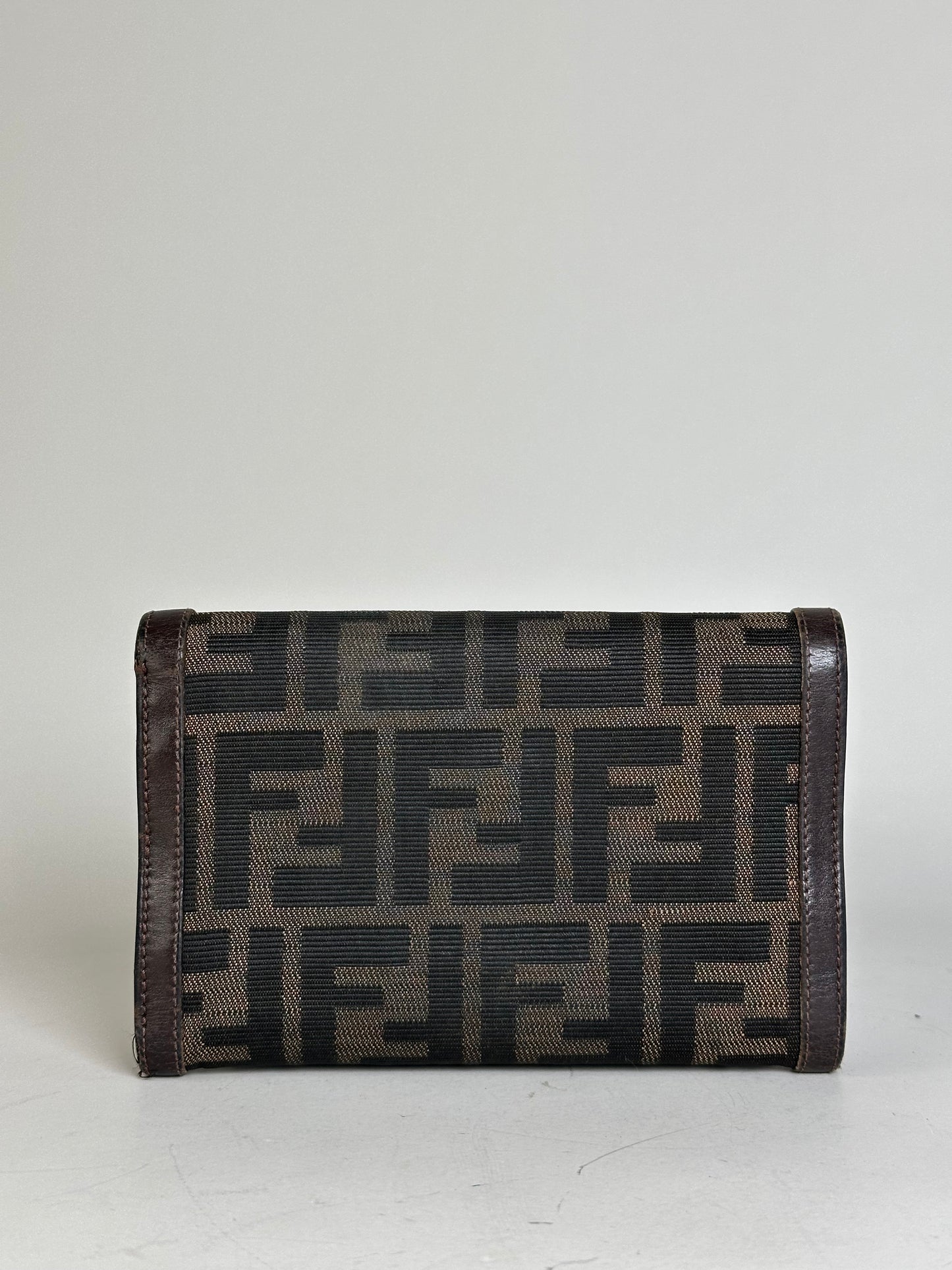 Vintage Fendi FF Monogram Canvas Wallet Brown Black