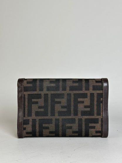 Vintage Fendi FF Monogram Canvas Wallet Brown Black