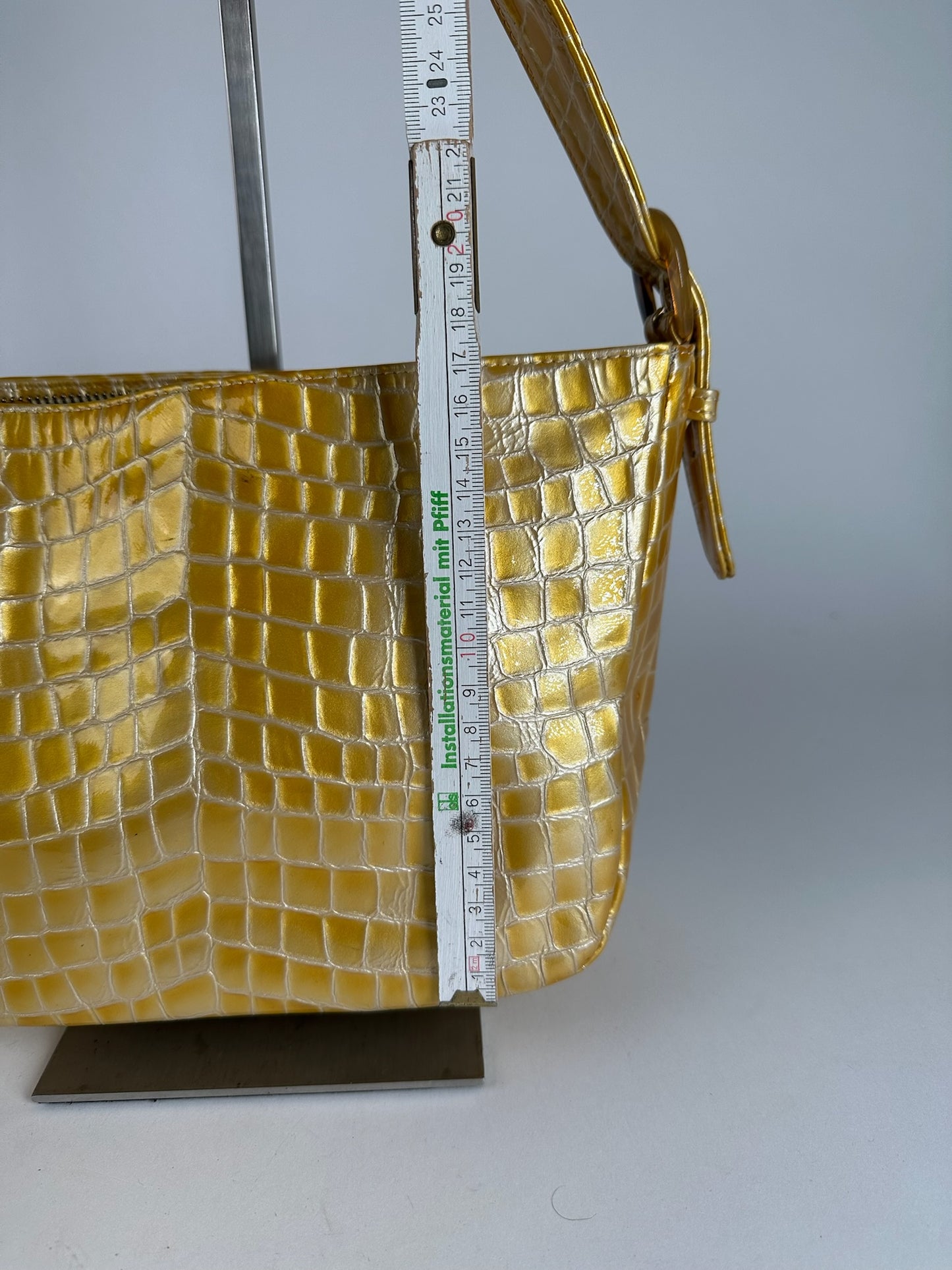 Vintage Givenchy Patent Leather Crocodile emblossed bag golden