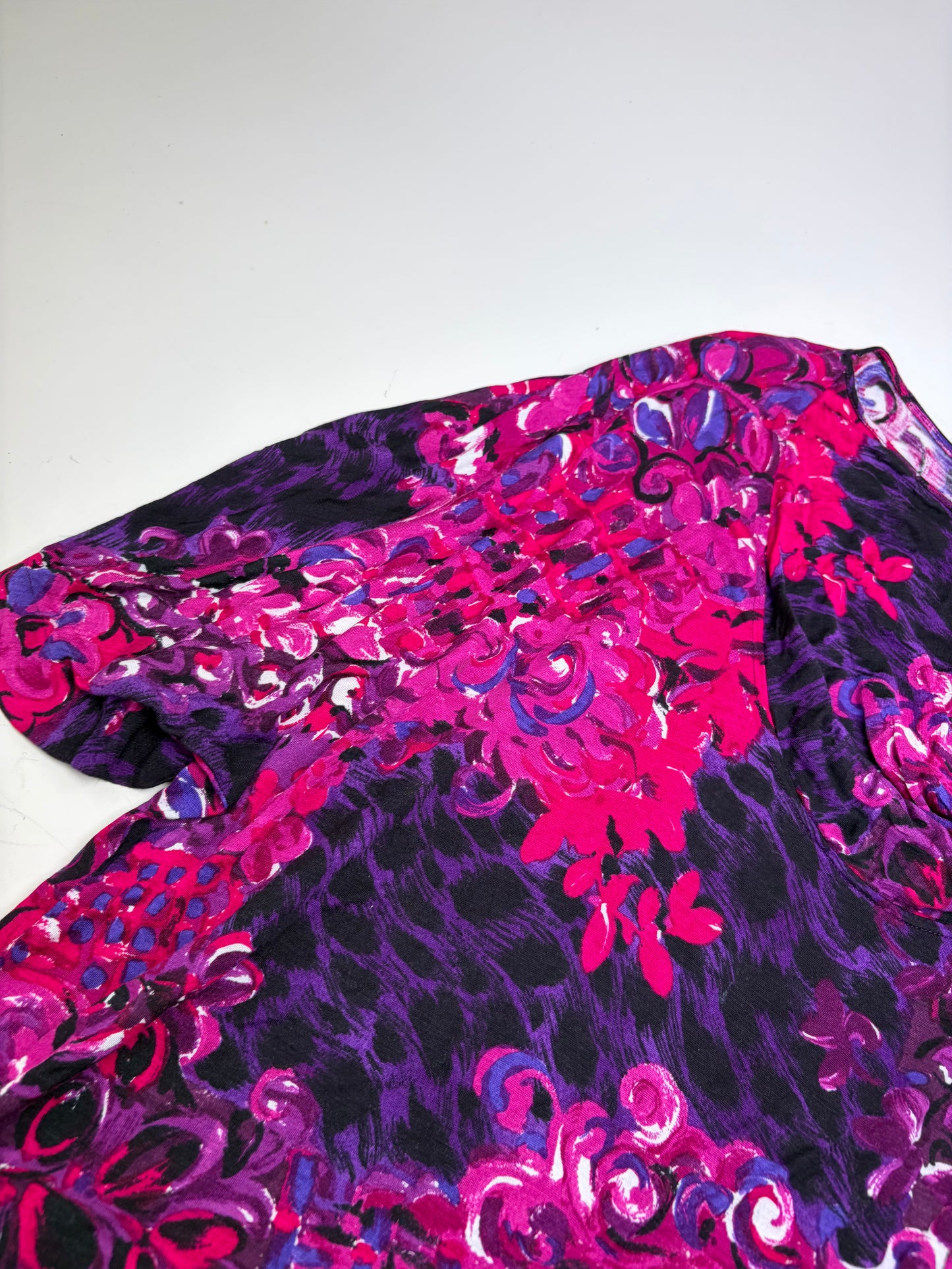 Vintage Versace Floral Silk Blend Tunic Fuchsia Purple M