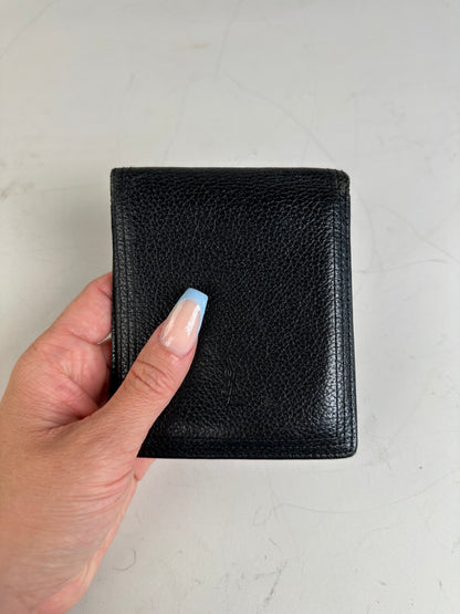 Vintage Saint Laurent Textured Leather Wallet Black Silver