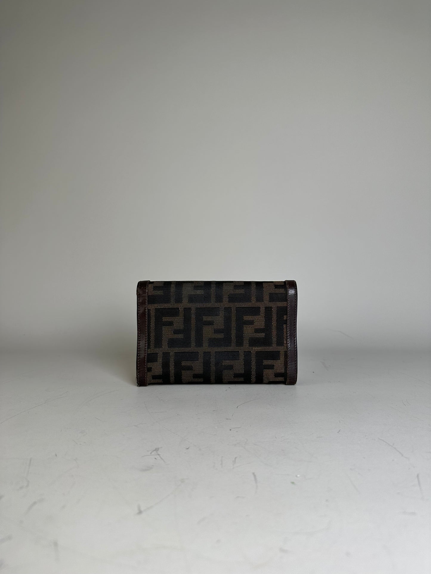 Vintage Fendi FF Monogram Canvas Wallet Brown Black