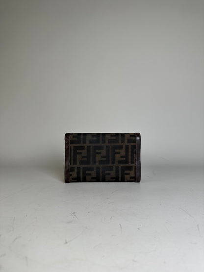 Vintage Fendi FF Monogram Canvas Wallet Brown Black