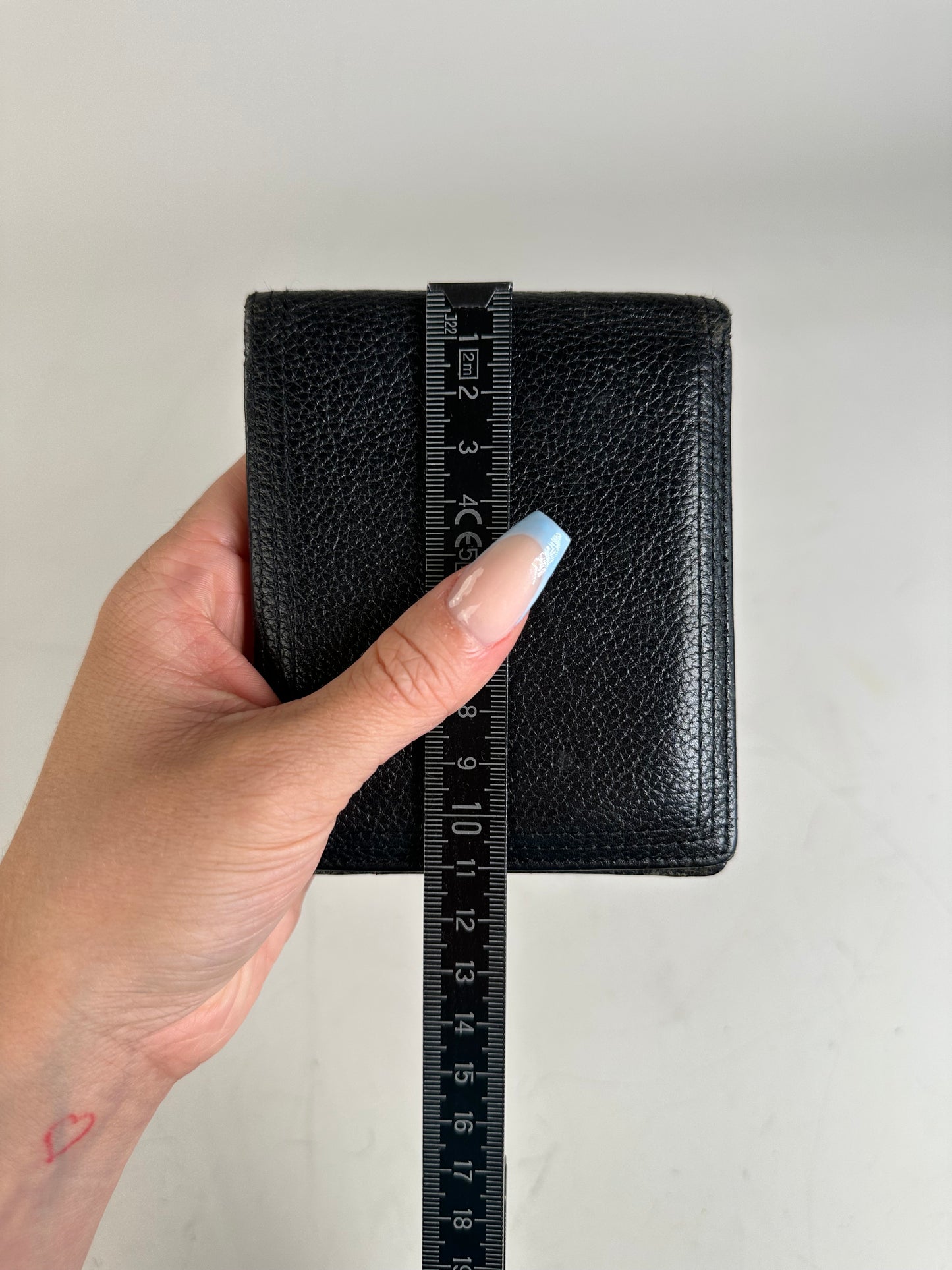 Vintage Saint Laurent Textured Leather Wallet Black Silver