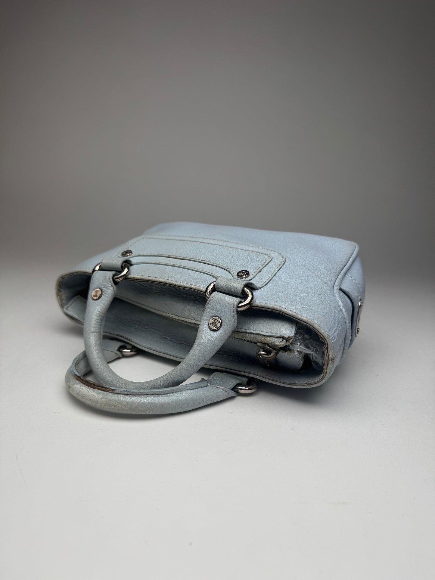 Vintage Celine baby blue leather mini bag