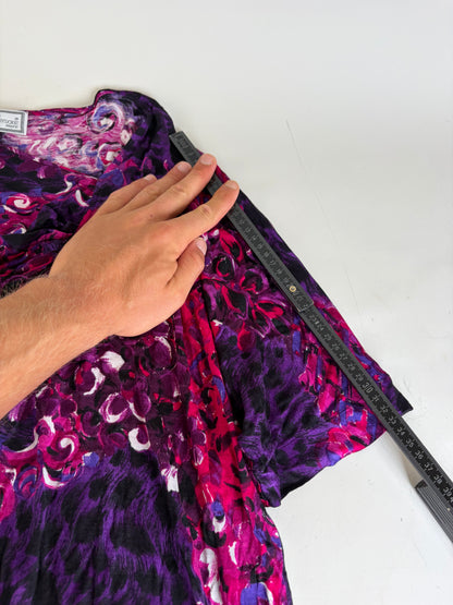 Vintage Versace Floral Silk Blend Tunic Fuchsia Purple M