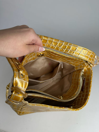 Vintage Givenchy Patent Leather Crocodile emblossed bag golden