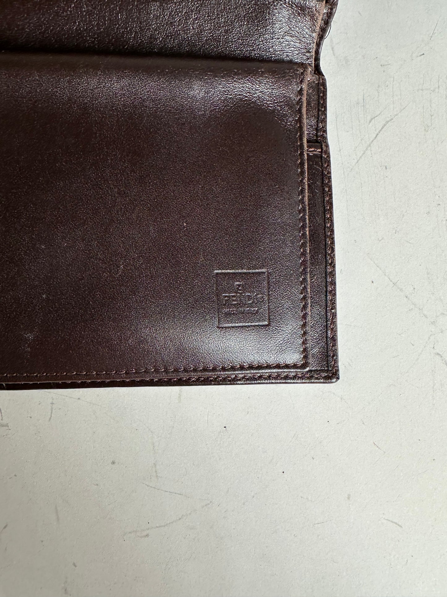 Vintage Fendi FF Monogram Canvas Wallet Brown Black