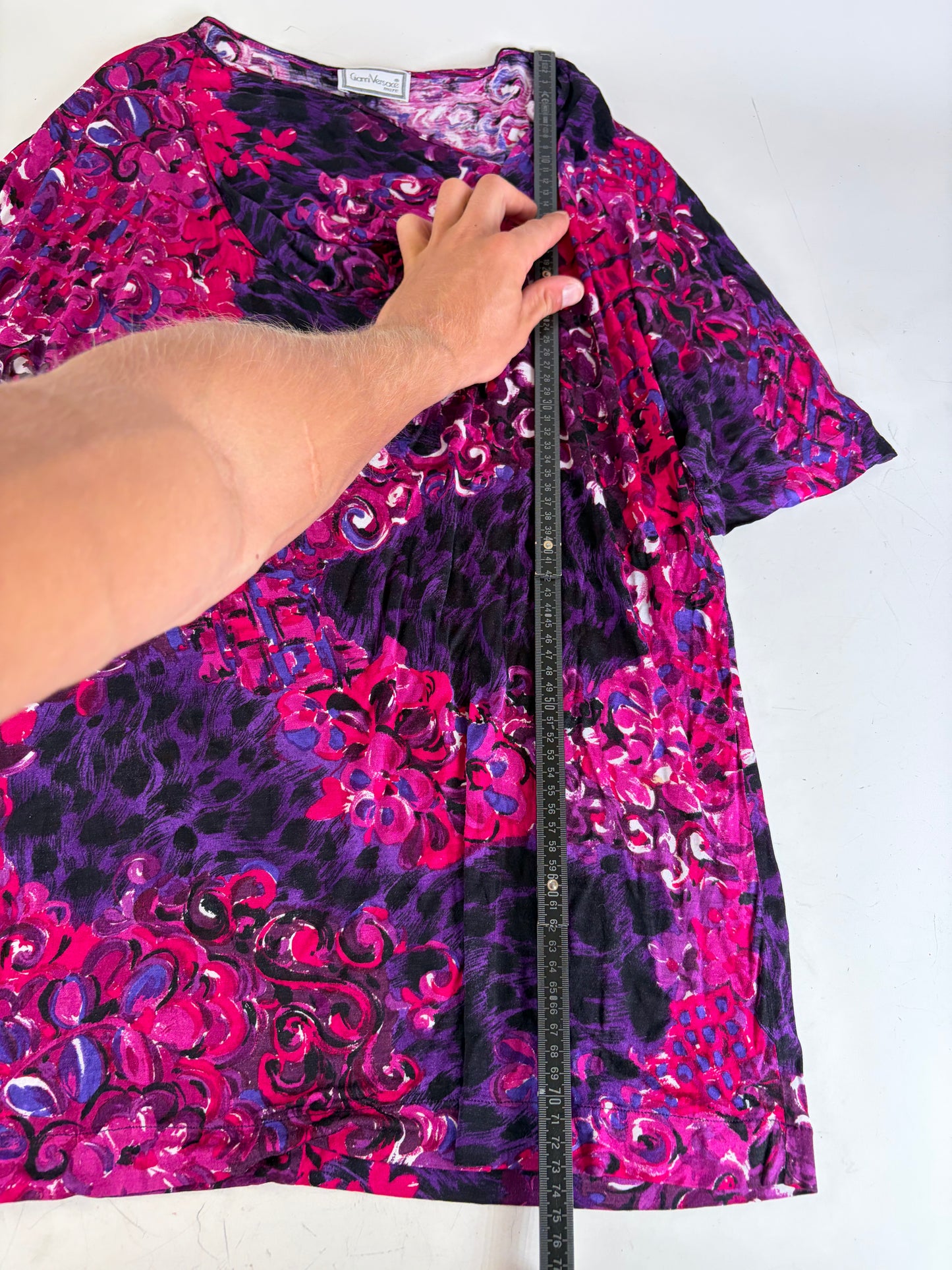 Vintage Versace Floral Silk Blend Tunic Fuchsia Purple M