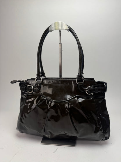 Vintage Salvatore Ferragamo Patent Leather Handbag Brown