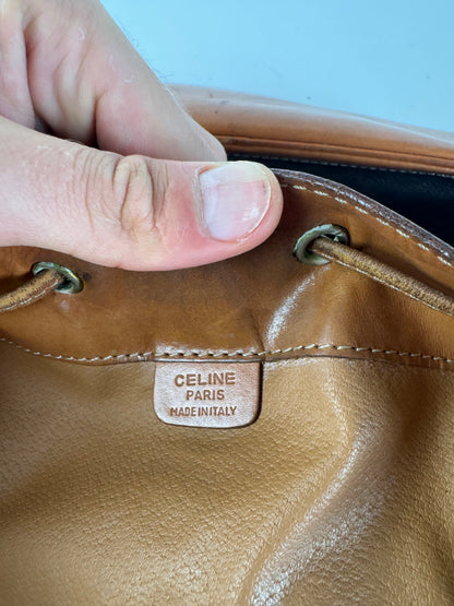 Sac vintage en cuir marron Celine Paris Sac Seau