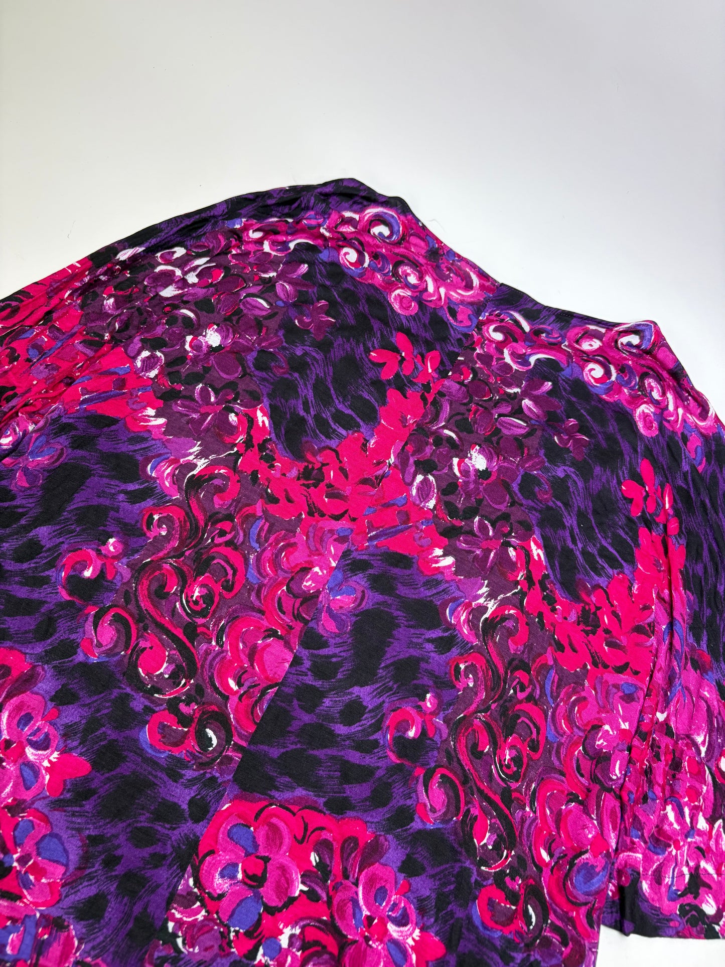 Vintage Versace Floral Silk Blend Tunic Fuchsia Purple M