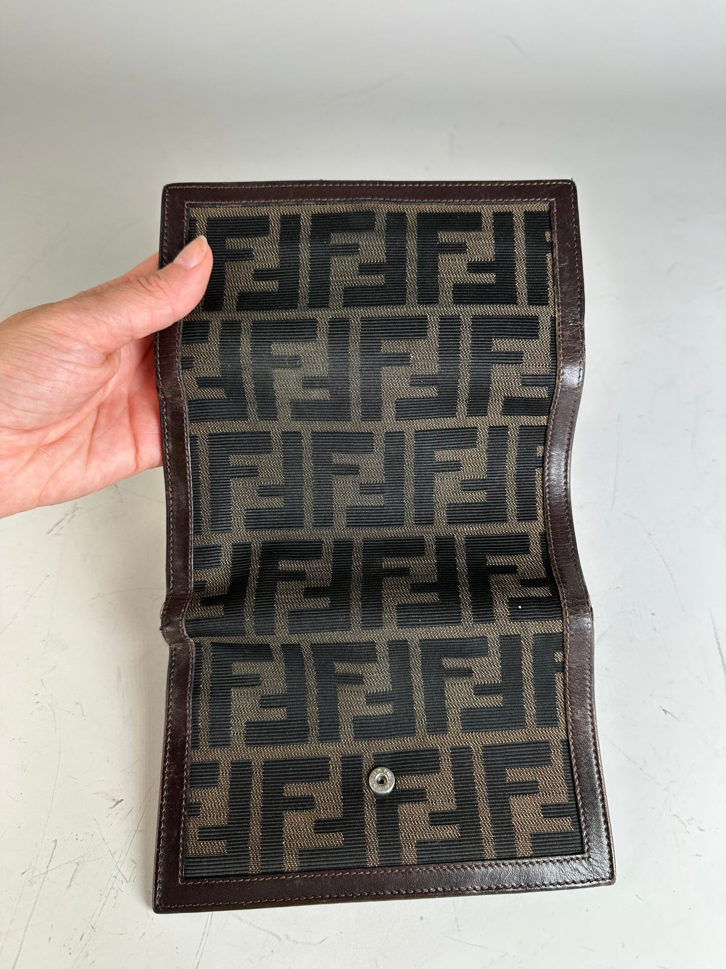 Vintage Fendi FF Monogram Canvas Wallet Brown Black