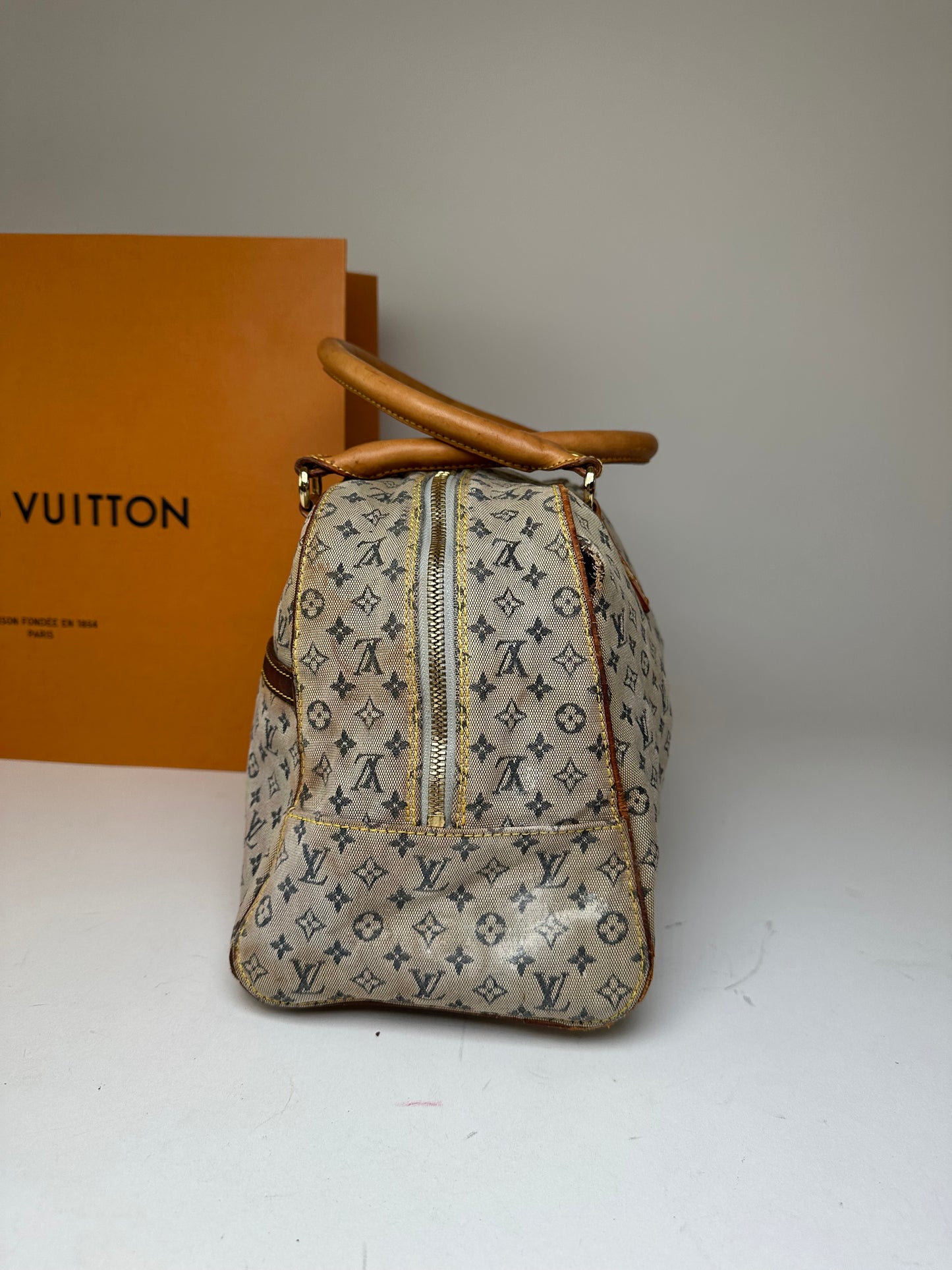 Vintage Louis Vuitton Monogram Mini Lin Canvas Handbag Beige Brown