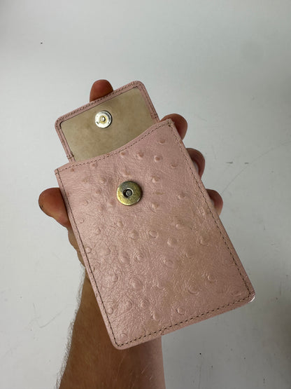 Vintage Gianni Versace Ostrich Leather Mini Bag / Card Holder Pink