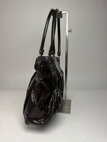Vintage Salvatore Ferragamo Patent Leather Handbag Brown
