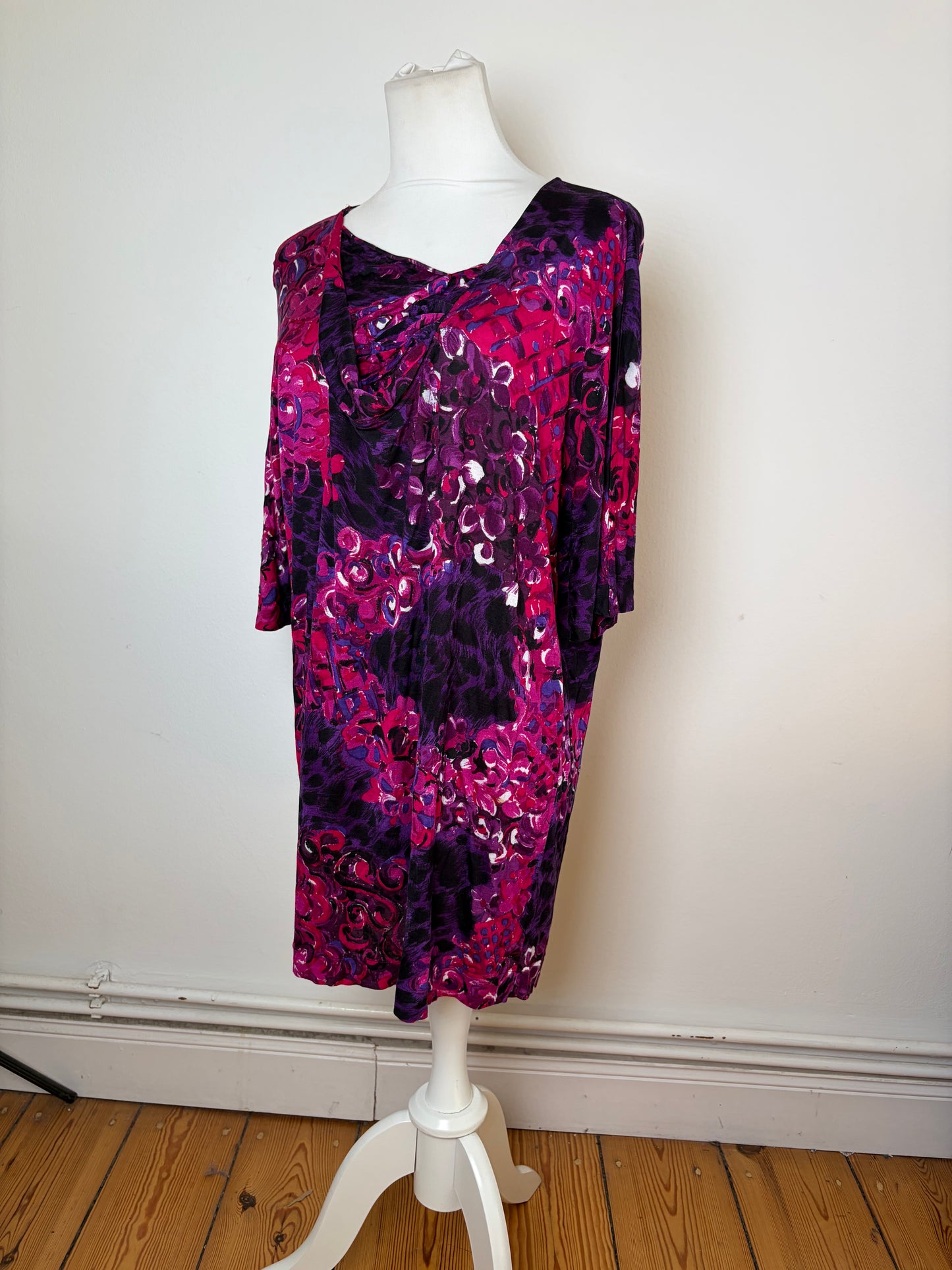 Vintage Versace Floral Silk Blend Tunic Fuchsia Purple M