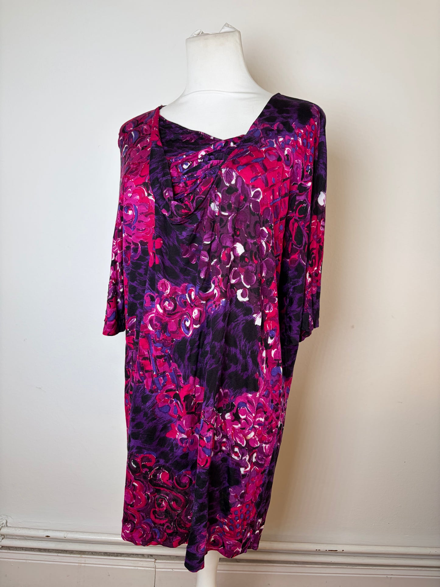Vintage Versace Floral Silk Blend Tunic Fuchsia Purple M
