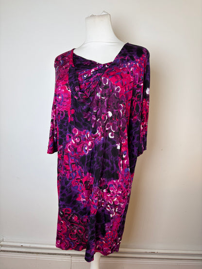 Vintage Versace Floral Silk Blend Tunic Fuchsia Purple M