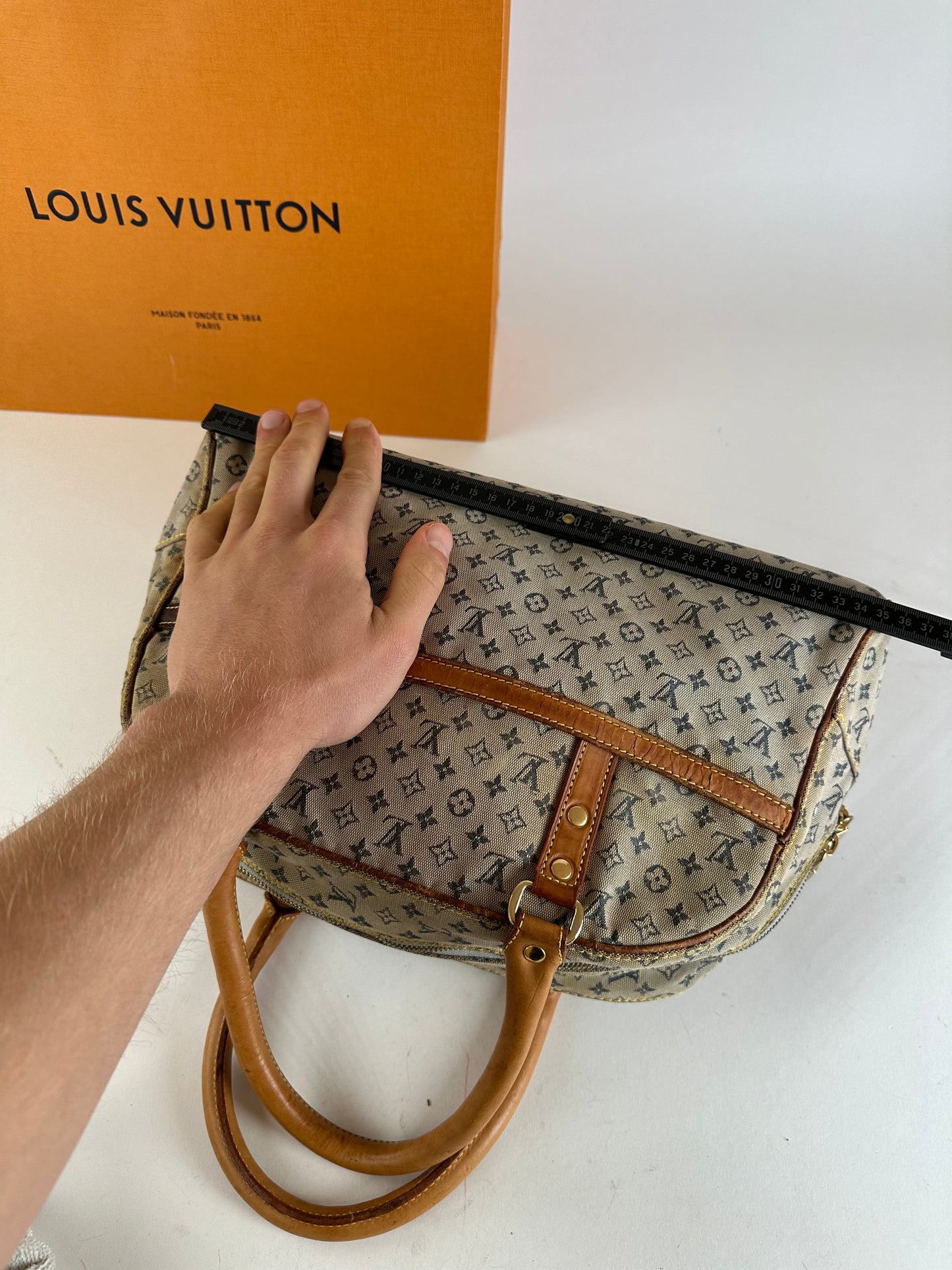 Vintage Louis Vuitton Monogram Mini Lin Canvas Handbag Beige Brown