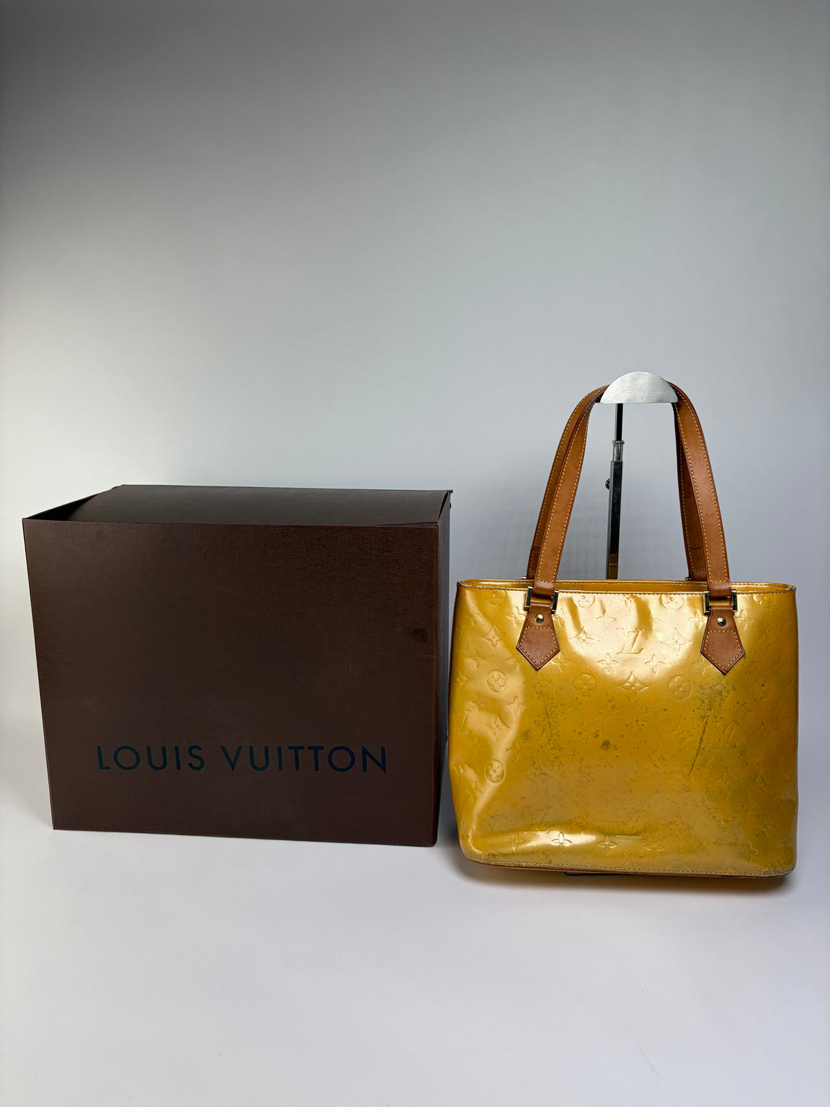 Vintage Louis Vuitton Monogram Vernis Patent Tote Late 1990s Yellow