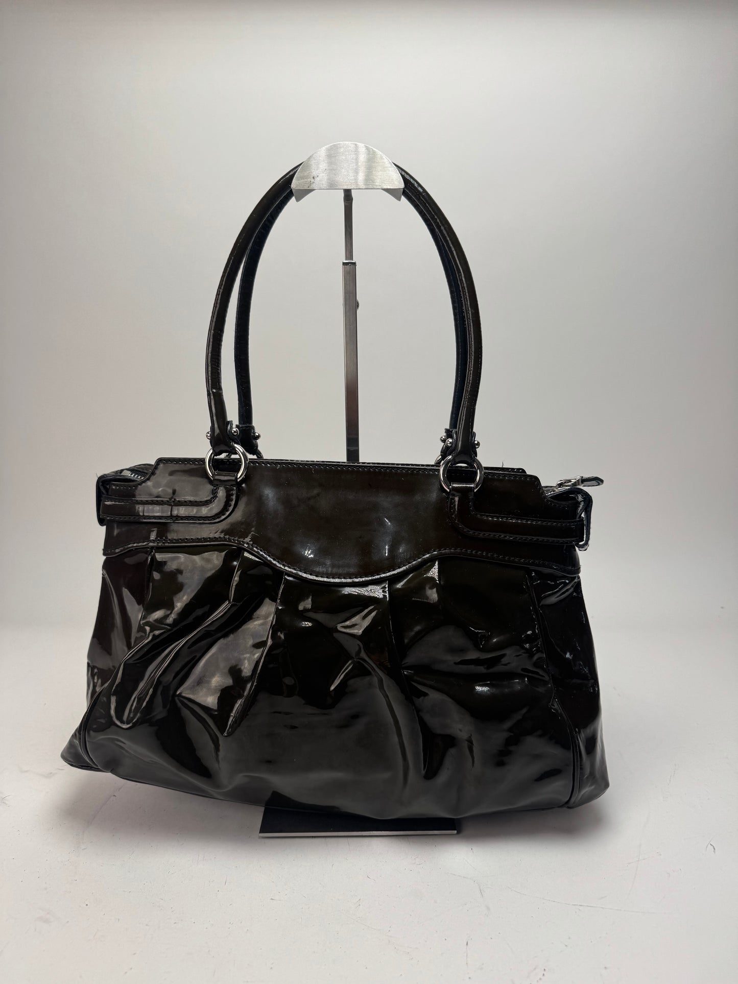 Vintage Salvatore Ferragamo Patent Leather Handbag Brown